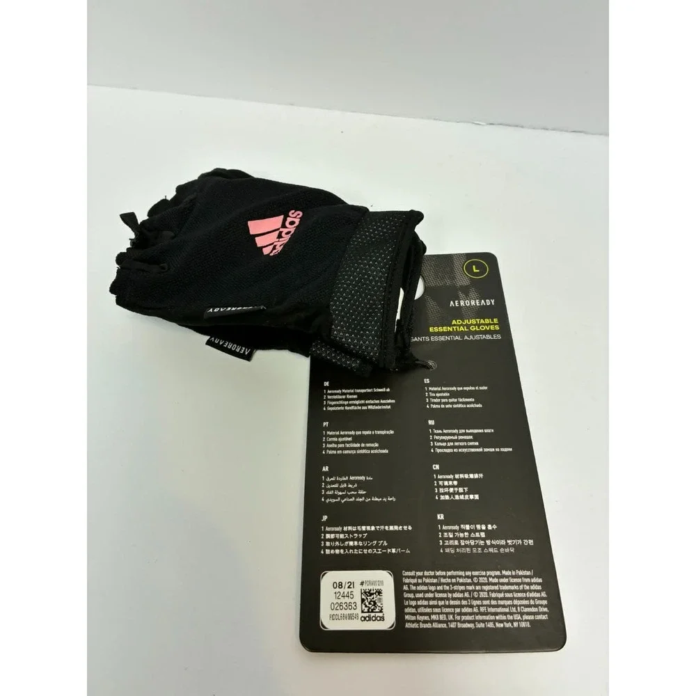 Adidas Essential Adjustable Training Gloves L Black Pink Aeroready Gym Workout F